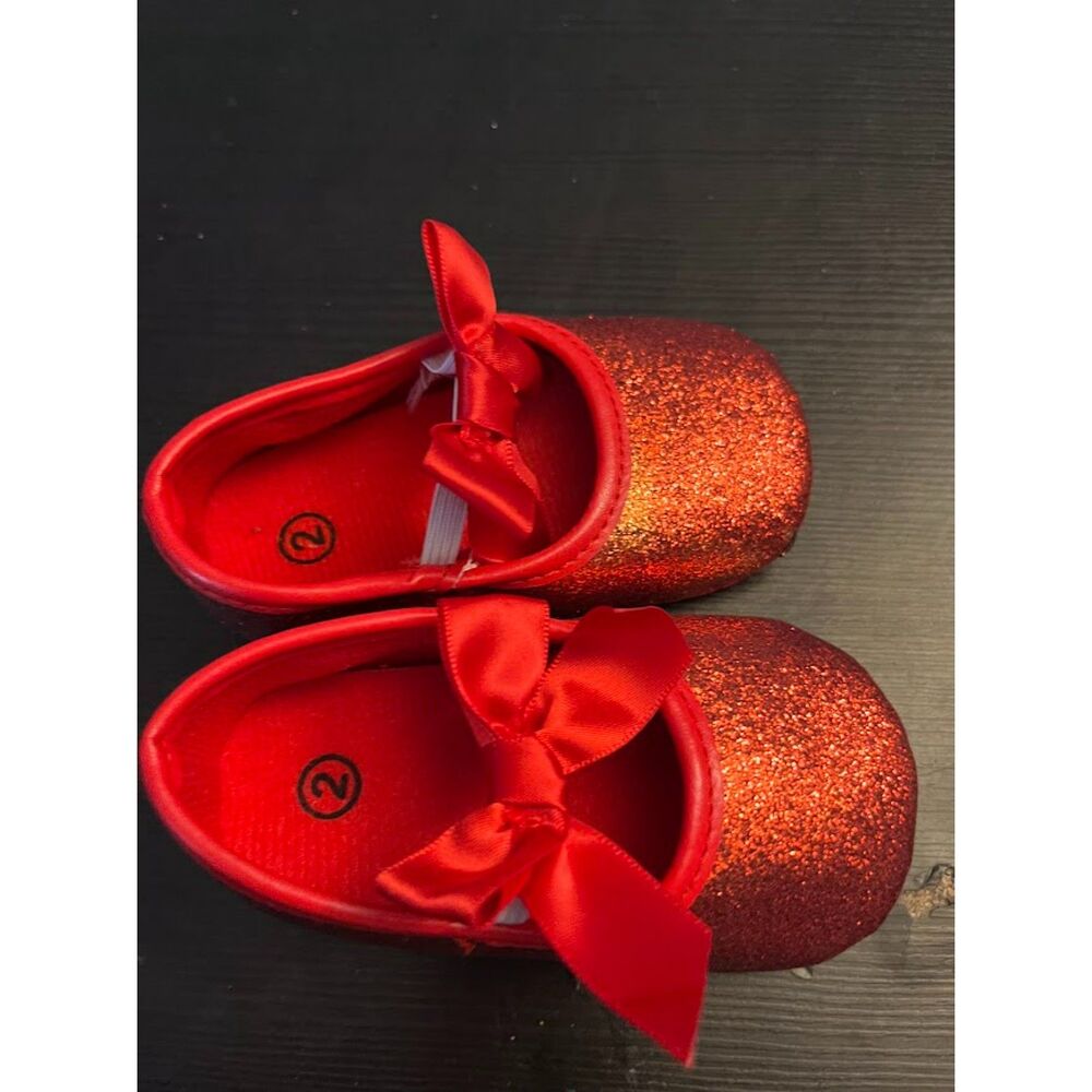 Cat & Jack Size 2 Toddler Sparkley Red Slip Ons
